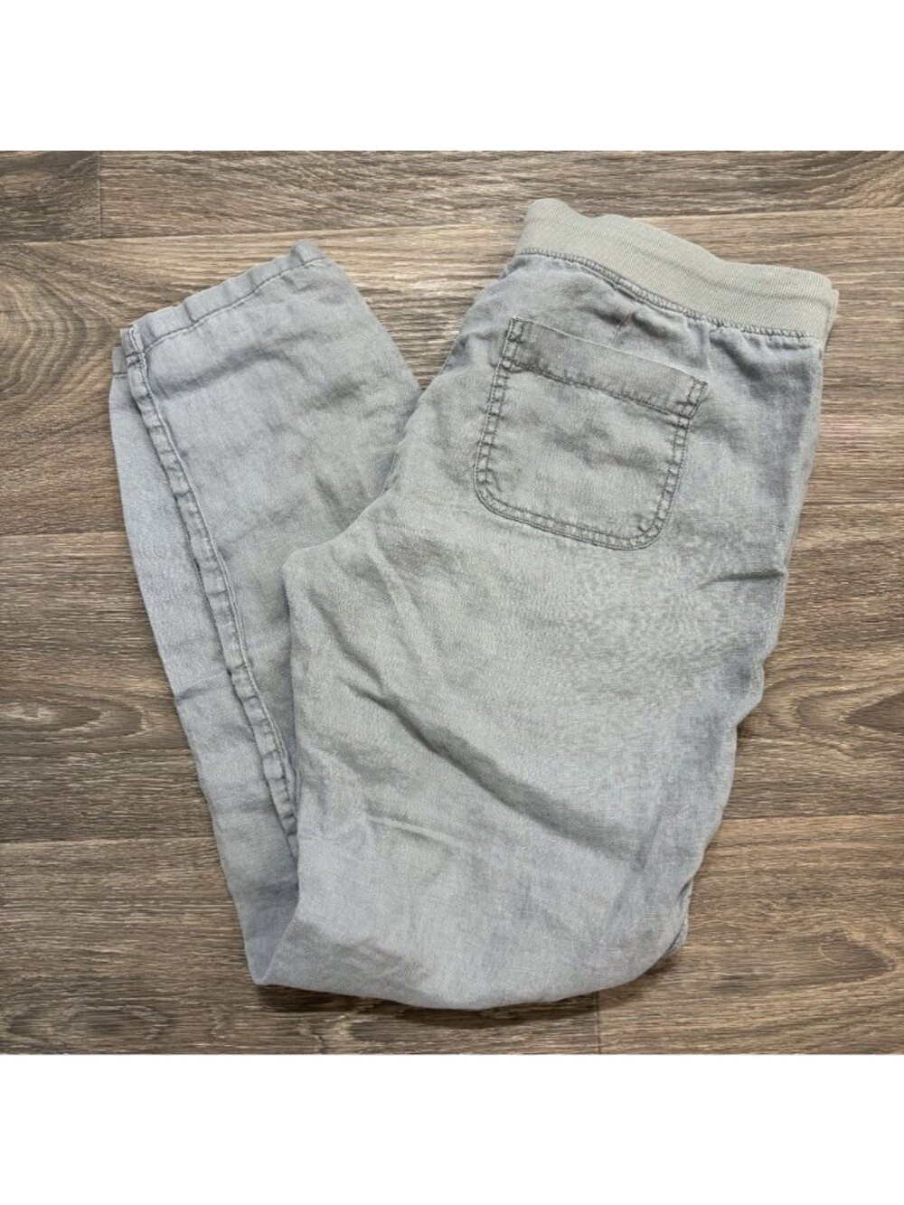 Lou & Grey Linen Pants Small Gray Elastic Waist Pockets Lightweight Casual - Picture 9 of 9